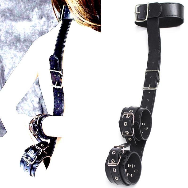 Woman Couple Handcuffs Set  Bondage Gear SM Slave Backhandcuff Bed Restraints Rope Strap Adult Erotic Game Wrists Neck Cuffs