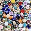 10pcs/lot 12mm Colorful Floral Glaze Ceramic Beads Flat Round Loose Beads for DIY Jewelry Making Bracelet Necklace Accessories