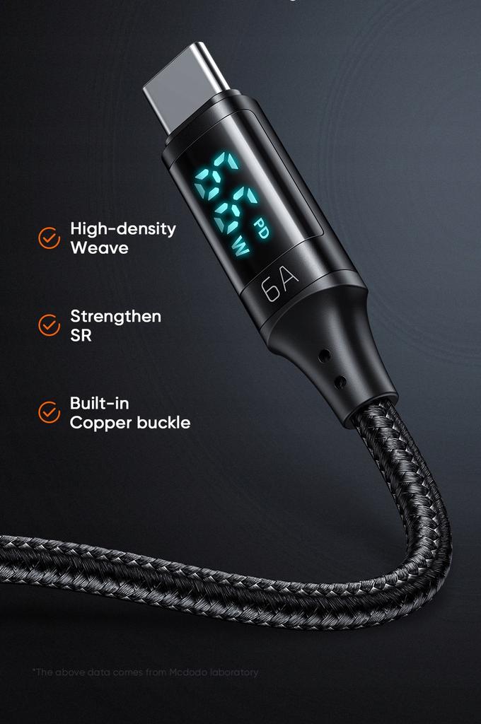Mcdodo Phone Cable, Digital Pro Usb-C 5A 66W 1.2M Black