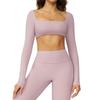 Womens Long Sleeve Yoga Top Quick-Dry Stretch Fitness Tee Running Gym Dance Outdoor Sports