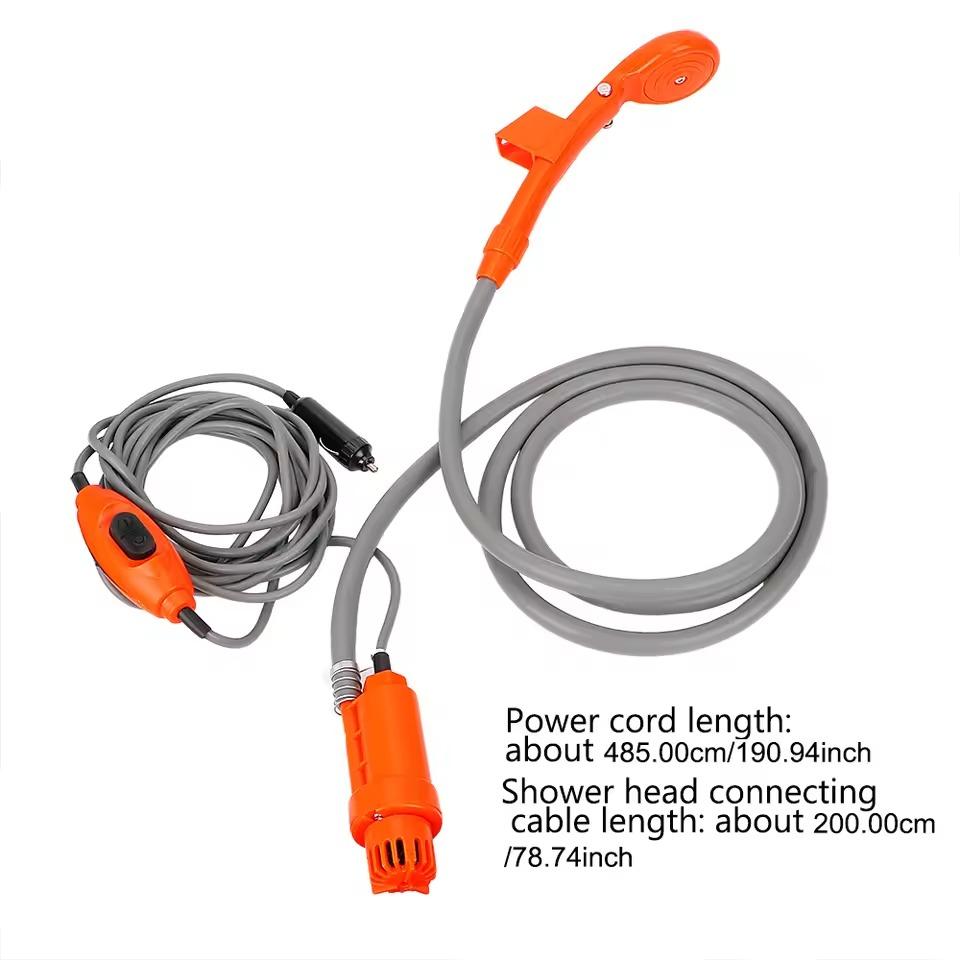 Portable Outdoor Shower Kit DC 12V Camping Showers with Water Pump Outdoor Camping Travel Shower Car Shower Device Cleaning Tool