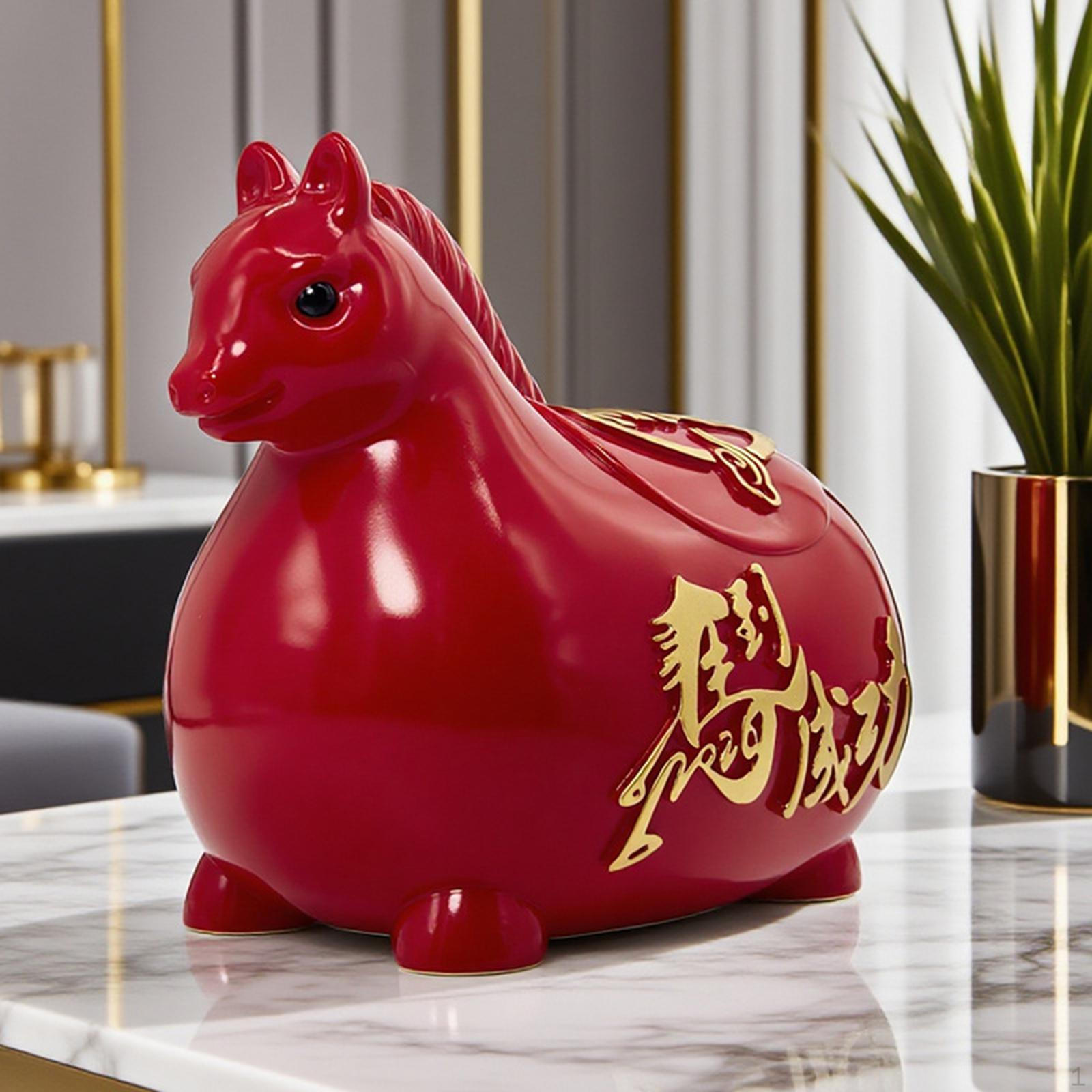 

Horse Statue Piggy Bank Chinese Year of Ornament Collectible Figurine Cute Tabletop Money S
