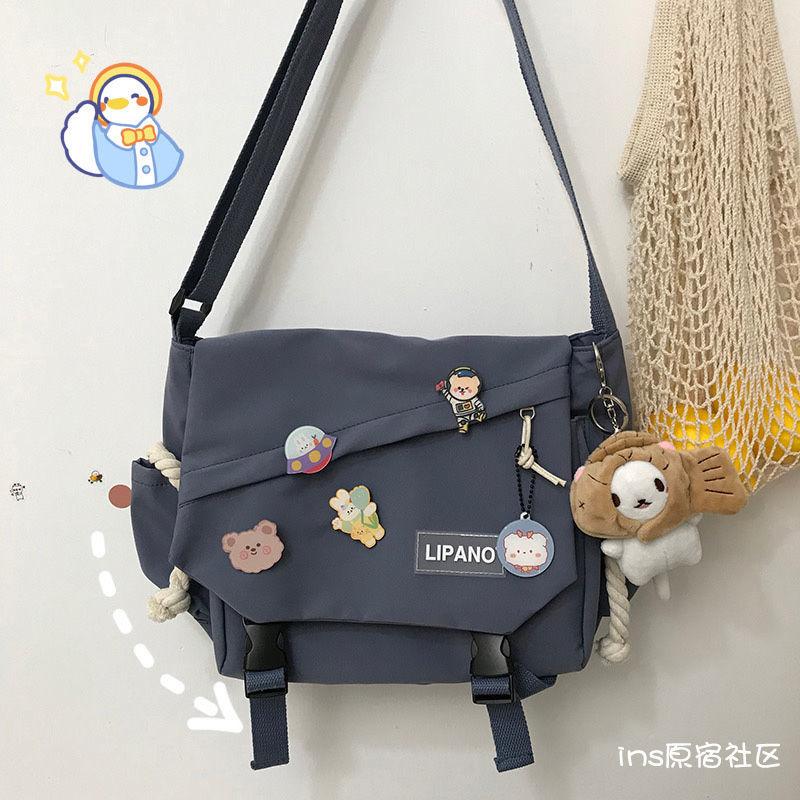Canvas Diagonal Cross Bag Youth Fashion Casual Version Ladies Large Capacity Shoulder Bag Solid Color Women Messenger Bags Purse