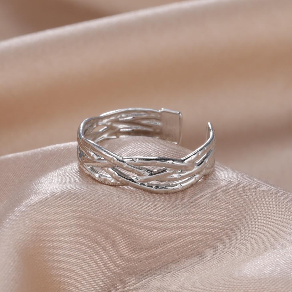 Stainless Steel Braid Twist Open Ring Women Gold Wedding Band Rings Kpop Party Jewelry Gift for Friends Lover