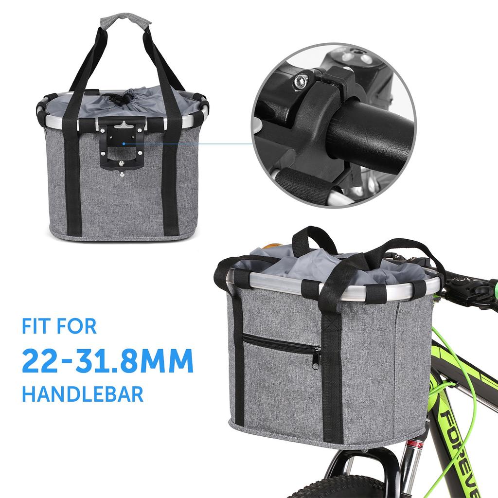 Bicycle Bike Detachable Cycle Front Canvas Basket Carrier Bag Pet Carrier Aluminum Alloy Frame Detachable Basket