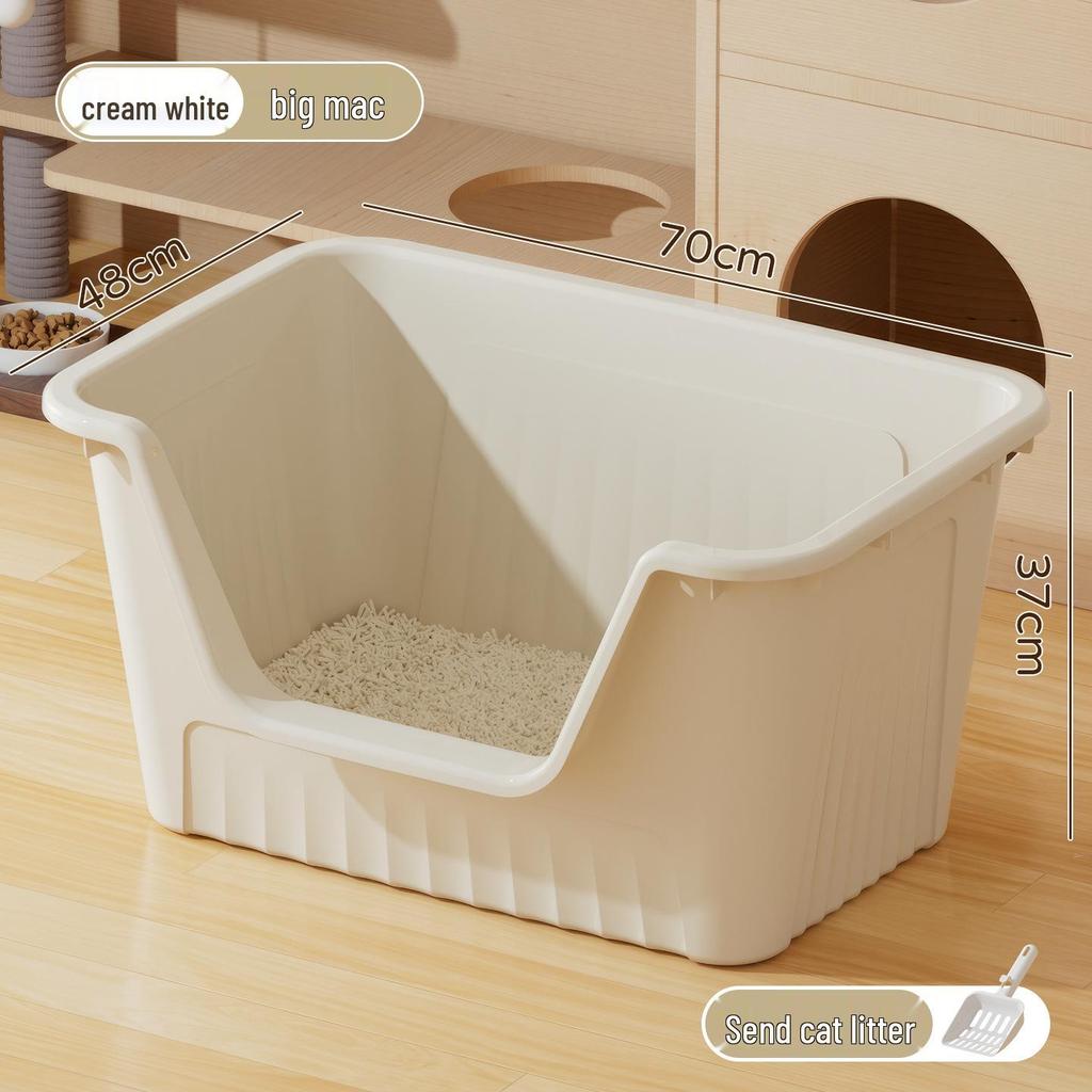 Extra Large Odor-Proof Anti-Splash Cat Litter Box and Open Pet Poop Tray
