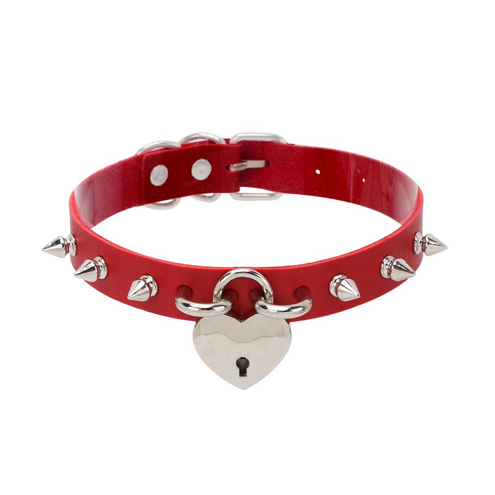 Black Punk Heart Leather Choker, Harajuku Dark Heart Clavicle Neck Band