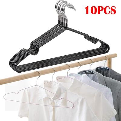 10PCS Clothes Hanger Non-Slip Rubber Coated Metal Shirt Blouse Hanger Heavy Duty Coat Suit Rack with Round Notches Dress Holder