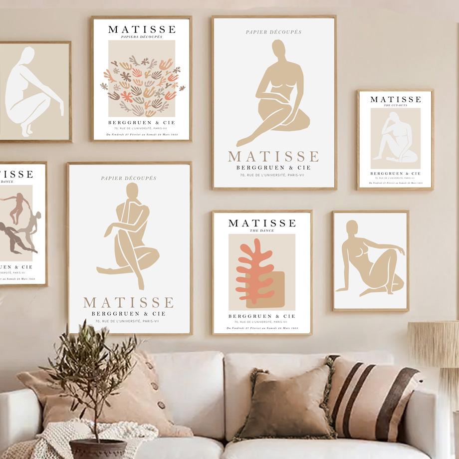 Astratto Matisse Corpo Curvilineo Donna Pianta Foglia Poster e Stampe Nordici Arte da Parete Pittura su Tela Decor Immagini per Soggiorno
