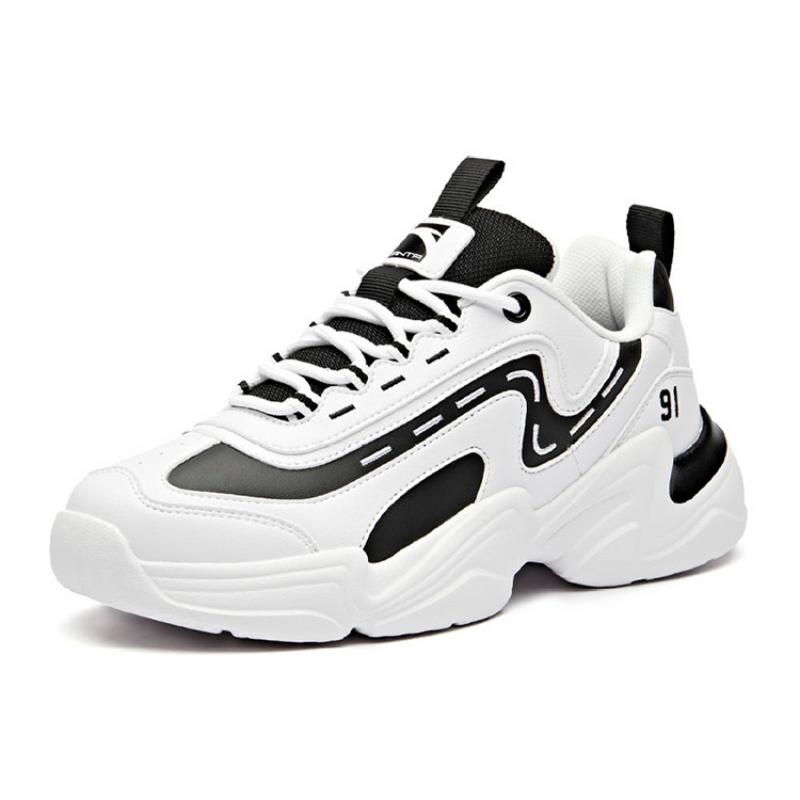 Anta Life Collection Cushioning Anti-Slip And Wear-Resistant Low-Top Chunky Sneakers Women's White Black Sneakers 92938862-1