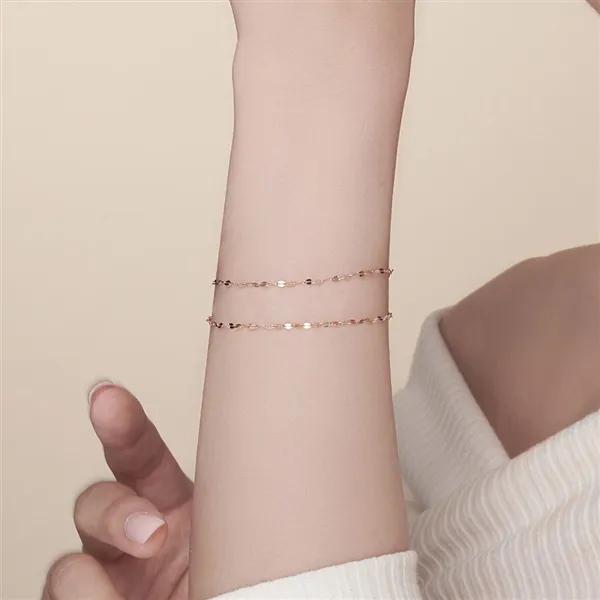 14K Shining Gold Bracelet with Double Chain