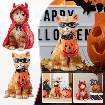 Halloween süße Katze Harz Skulptur Dekoration Urlaub Home Dekoration