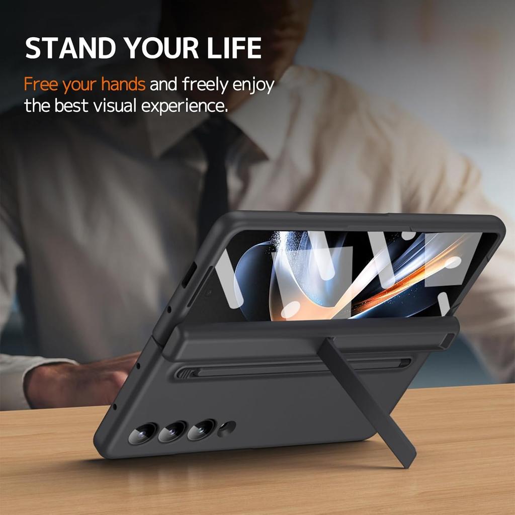 NINKI Compatible Samsung Galaxy Z Fold 3 Case with S Pen Holder and S Pen,Kickstand Hinge Protection Case for Samsung Z Fold 3 Case Screen