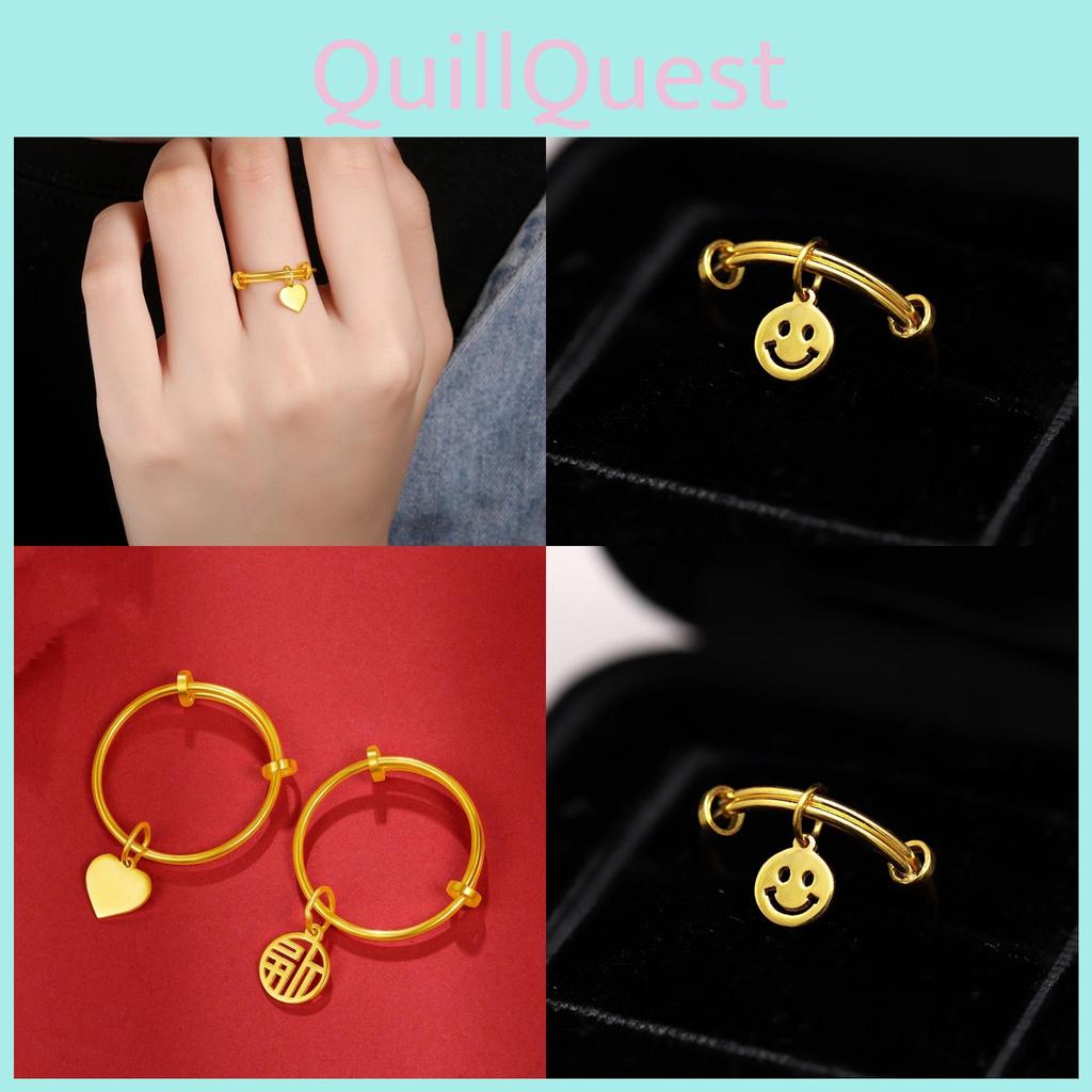 Brass Chic Gold Plated Ring With Customizable Fit And Symbolic Designs For Women