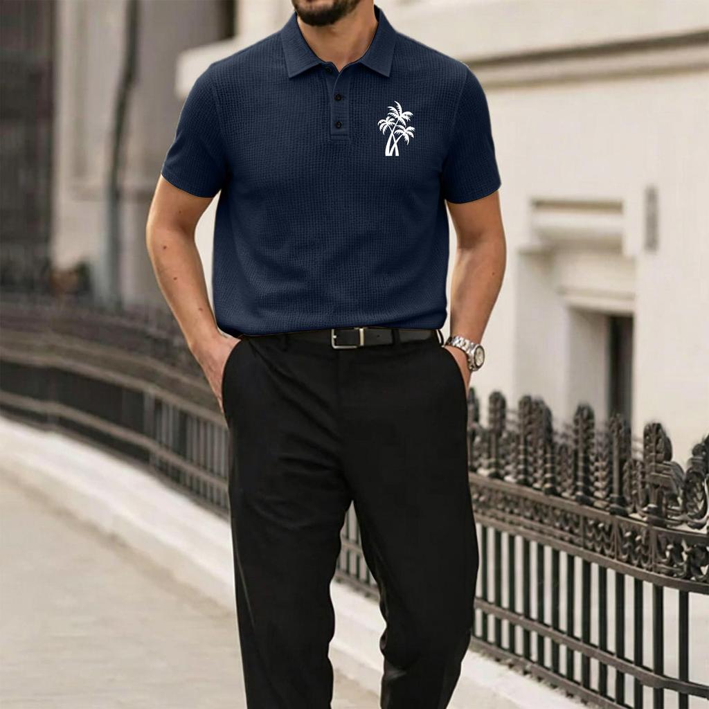 Men's Summer High-End Mesh Fabric Polo Shirt Short Sleeve Breathable Lightweight Soft Texture Casual Fit Stylish Design
