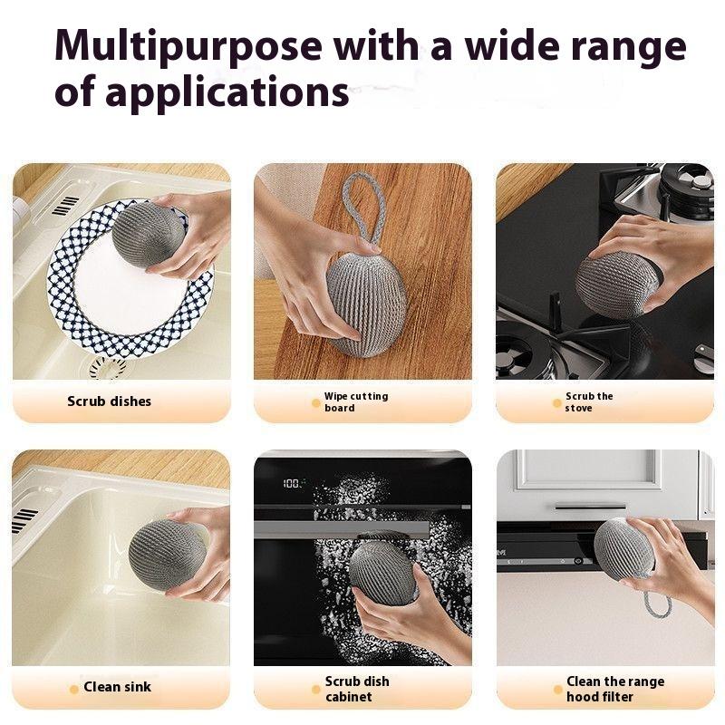 1/3/6 Pcs Grease Removal Tool Steel Wool Ball Stainless Steel Dishwashing Balls For Heavy-Duty Remove Grease Burnt Stains Kitchen