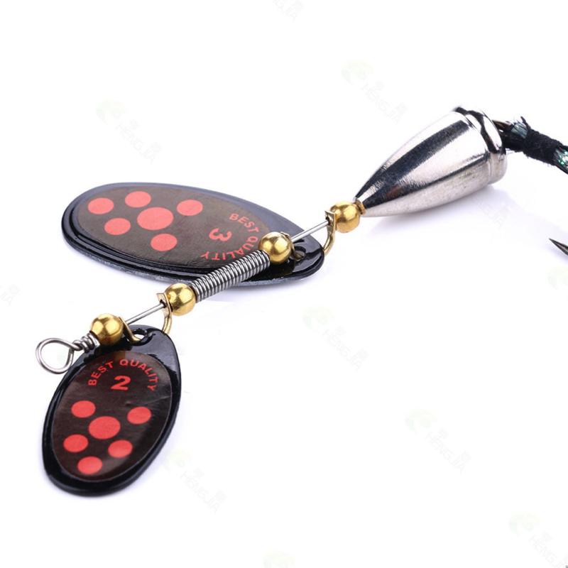 6.5cm-13g-4#hook Spinner Bait Double Rotating Sequin Metal Fishing Lure With Feather Treble Hooks