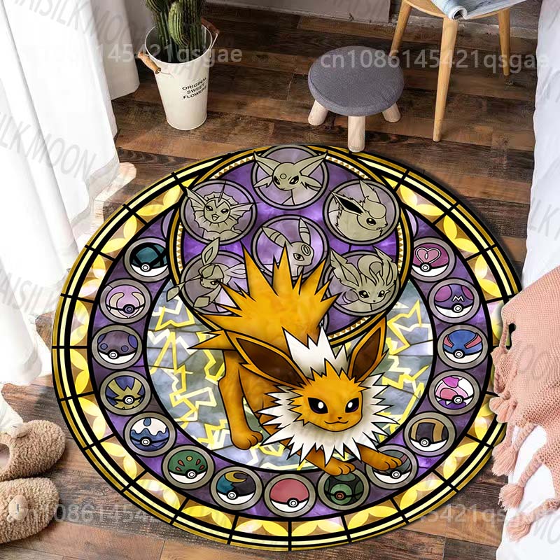 Japanese Pet Collecting Game E-vee Print Round Carpet for Living Room Bedroom Table Chair Sofa Home Decor Area Rug Luxury Gift