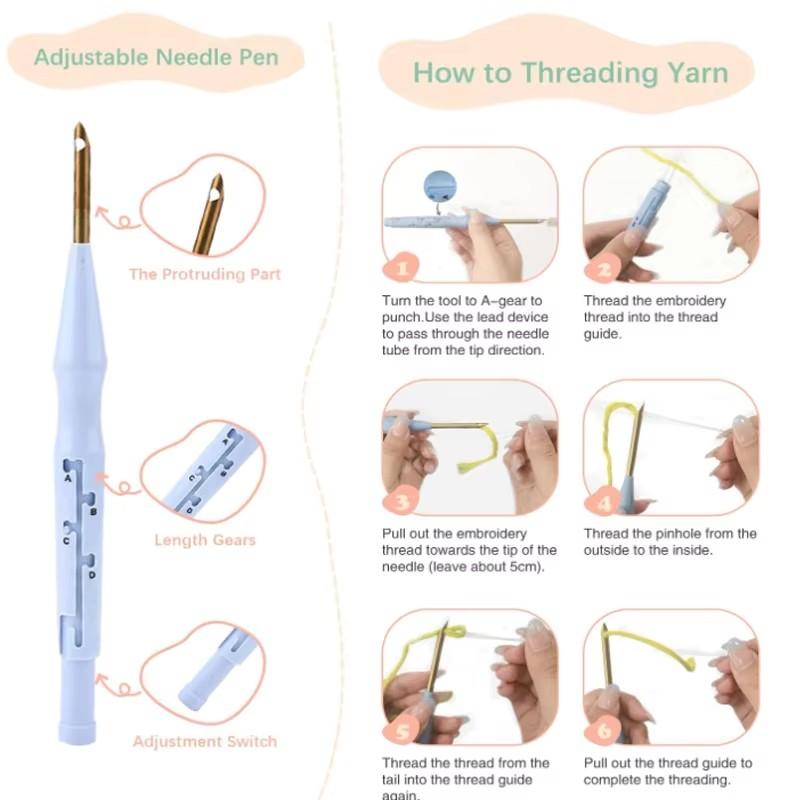DIY Punch Needle Kits for Beginners Flower with Frame Embroidery Punch Needle Starter Craft Set Easy for Adults Diy Gift Home De