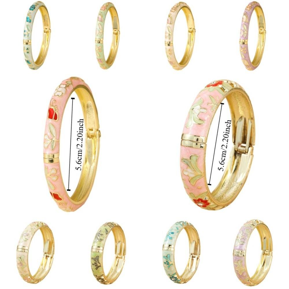 Blumiges Vintage Cloisonné Armreif Emaille Damen Handarmband Buntes Blumenarmband Damen