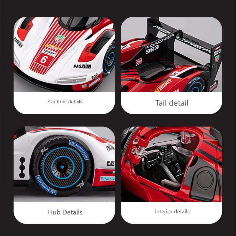 AABKP1 1:22 Porsche 963 LMDh Super Racing Alloy Metal Diecast Model Car Desktop Display Ornaments Children Toy Car Holiday Present Toys