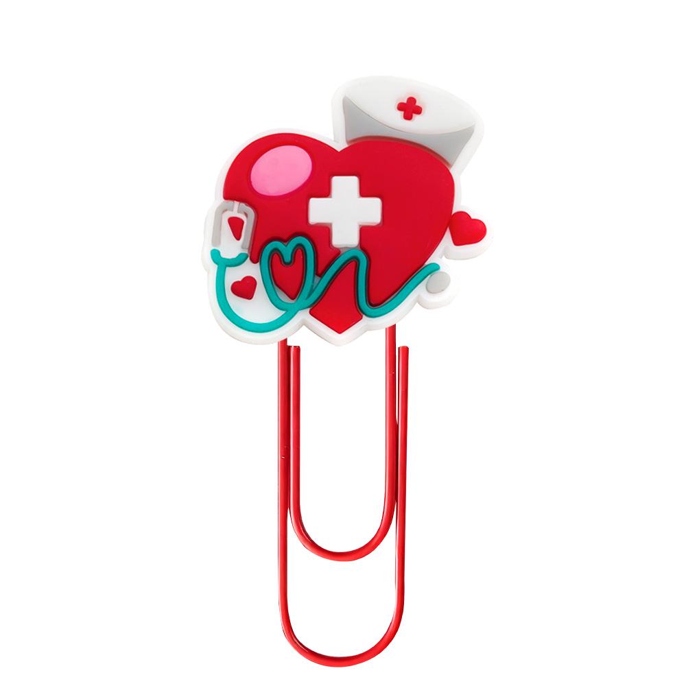 

21 Styles Medical Care U-Shaped Paper Clips - Creative PVC Cartoon Bookmarks and Large Binder Clips for Office Supplies