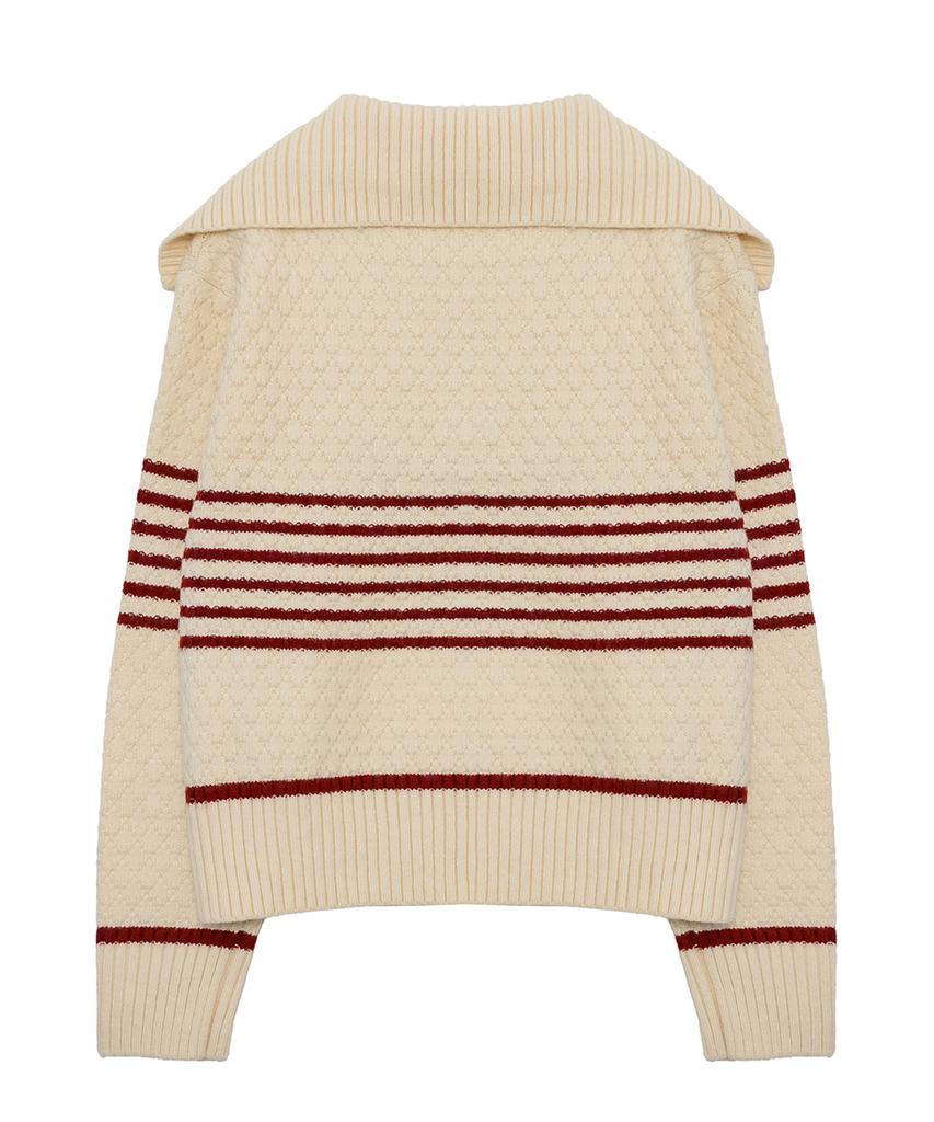Eilubeu Wide Collar Multi-Striped Knit Aarbpo102B