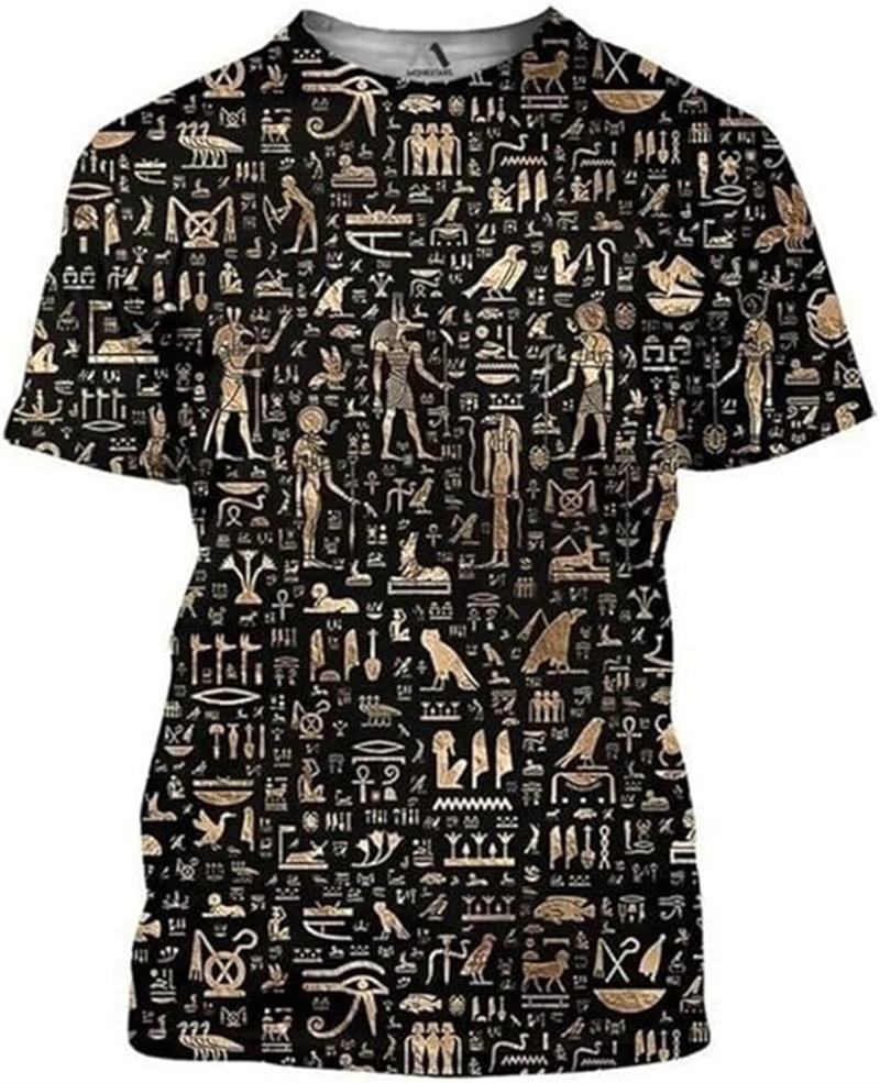 Vintage Altes Ägypten 3D Gedrucktes T-Shirt Herren Damen Sommer Lässig Kurzarm T-Shirts Mode Straße Rundhals Tee Tops