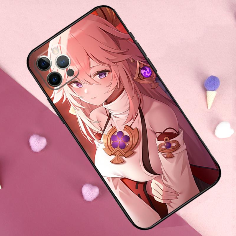Genshin Impact Yae MIko Phone Case For iPhone 17 Pro Max 11 14 15 16 Pro Max Plus 13 12 Mini 16e 17 Air Back Cover