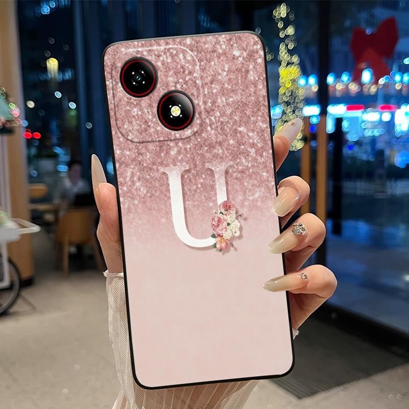 Beautiful Bright Color Couple Phone Case For ZTE Blade A35E Anti-scratch Soft Lucky Initial A-Z Letter Pattern Shell