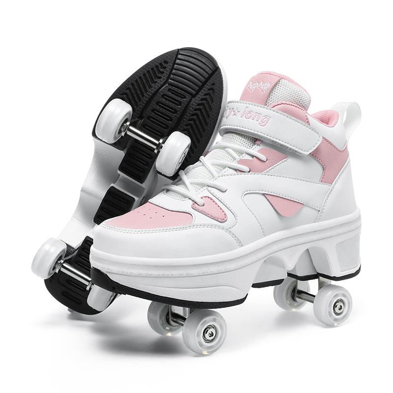 Kids Hidden Four-wheeled Roller Skate Shoes Casual Deformation Parkour Sneakers Skates For Rounds Adult Of Running Sport Shoes