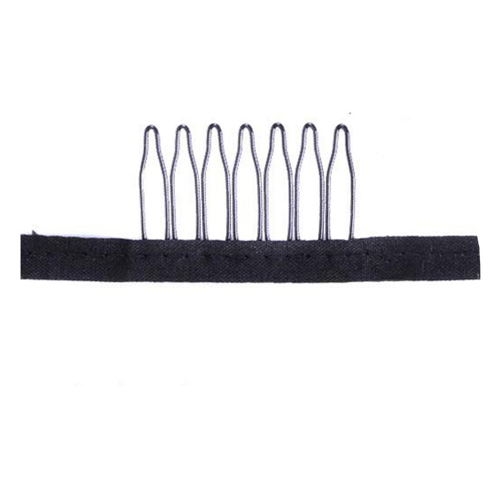24 Pcs/lot Wig Combs 7-teeth Wig Clips Steel Teeth with Cloth Wig Combs for Making Wig Caps
