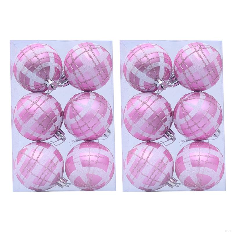 Plastic Plaids Design Festival Ornament 6cm Christmas Tree Decoration Balls