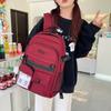 Junior and high school large-capacity class schoolbag female solid color simple leisure travel backpack fashionable canvas versatile backpack