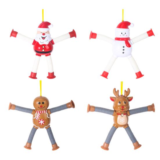 Tubi Pop di Natale Riempitivi per Calze per Bambini Piccoli Bambini Giocattolo Telescopico con Ventosa Babbo Natale/Renna Tubi Fidget Giocattolo Sensoriale per Bambine Bambini