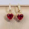Luxury Heart Cubic Zirconia Drop Earrings for Women New Gold Color Buckle Earring Fashion Jewelry Wedding Accessories
