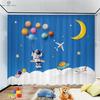 Animation Cartoon Astronaut Curtains for Children's Room, Window Decoration, Living Room, Study, Kitchen, Space, 2Pcs