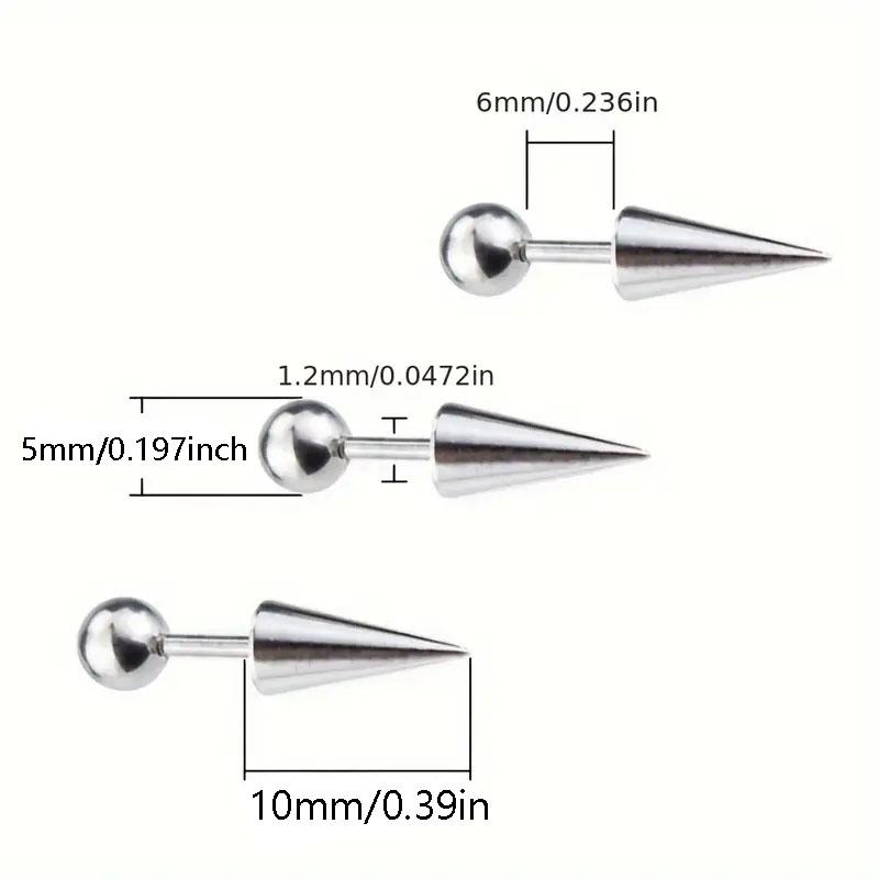 3 ks/šarže Punk Rock Nerezová ocel Hroty Helix Piercing do ucha Čertovský Stack Chrupavka Piercing do těla Šperky Sada pro muže Ženy