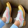 Autumn new large size color matching casual flat-soled single shoes European and American retro women's shoes