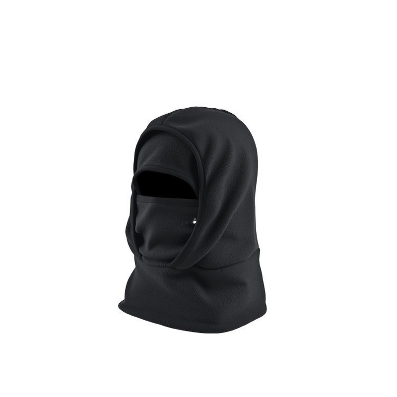 Solid Color Fleece Fabric Warm Balaclava High Quality Breathable Headgear Winter for Different Outdoor Activities чёрный