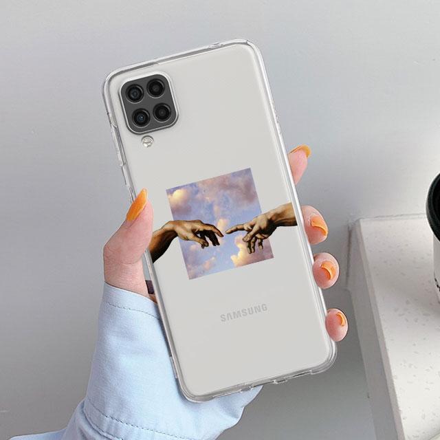 Klarer Fall für Samsung Galaxy A52 A12 A51 A32 A21s A71 A32 A22 50 A70 A31 A72 5G Telefonabdeckung Blumen Herz Coque Capa