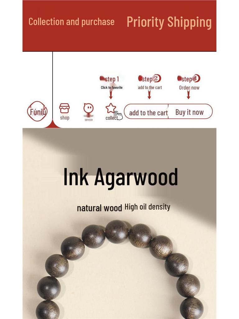 Natürliche Tinte Oud Wenwan Perlenarmband - Unisex Geschenk für Frauen & Männer