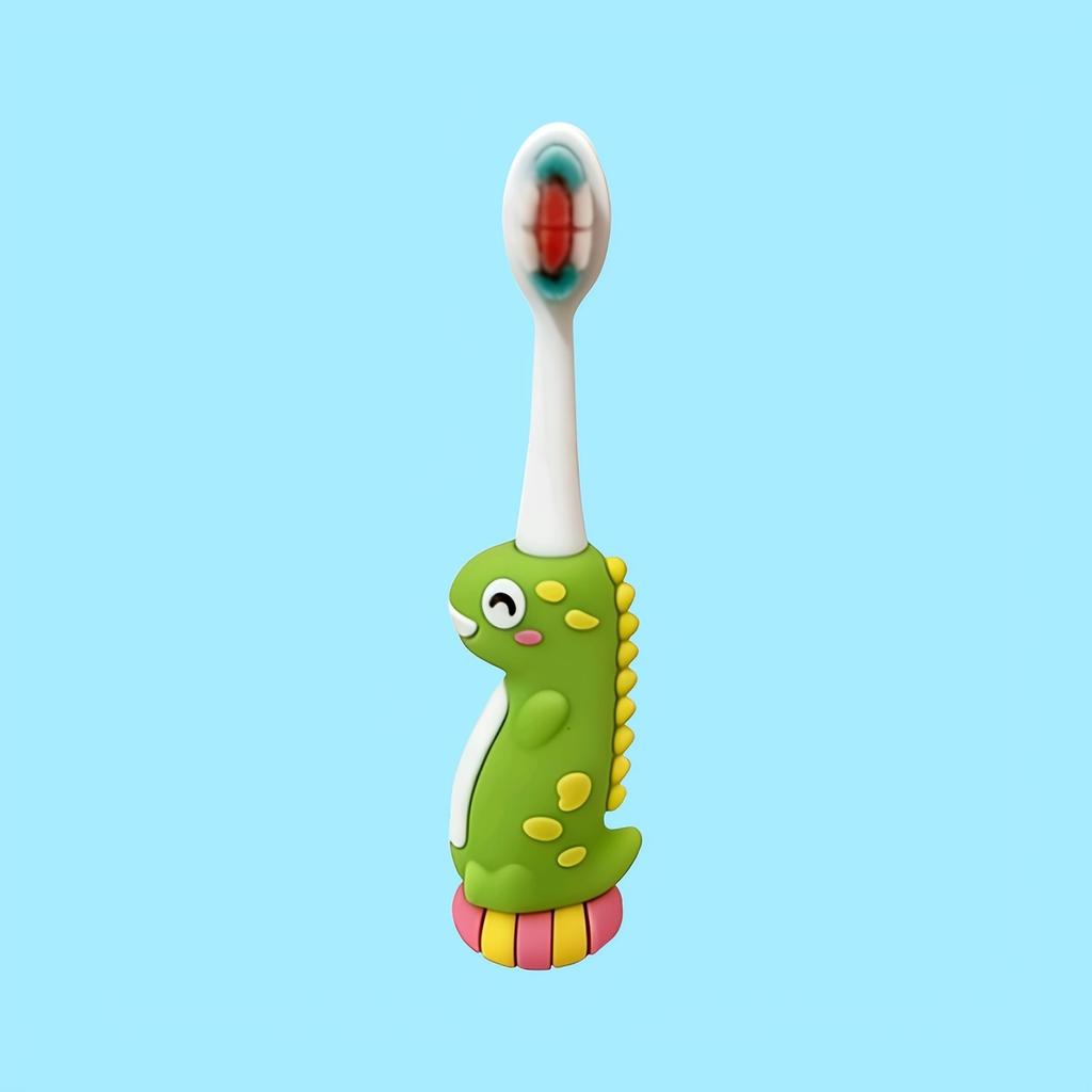 Spazzolino da denti in nylon con setole morbide, design simpatico con dinosauro, cura delicata delle gengive, impugnatura facile, regalo ideale per bambini e adulti
