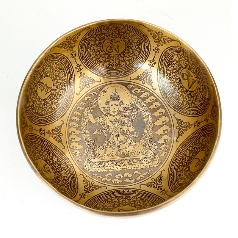 Handmade Nepal Singing Bowl Tibetan Buddha Statue Copper Chakra Meditation Decor