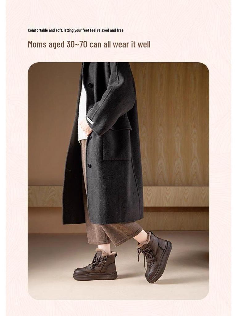 Women's Super Soft Cotton Snow Boots, Plus Velvet Warm Mid-Calf Martin Boots for Autumn and Winter