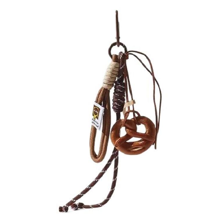 

Fashion Bread Bagel Keychain with Woven Rope Bag Pendant Purse Charm Keyring Ornament for Home and Kitchen Decors 1
