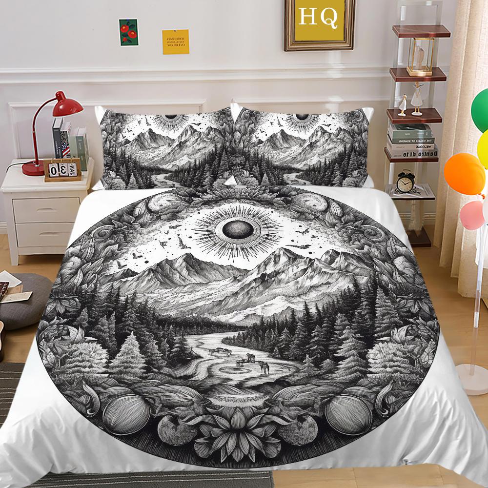3D Datura Bedding Set Indian Style Duvet Cover 2/3pcs UK/US/AU/DE/UE Full Size Super Big Bed Room Washable Soft and Quick Drying Home Decoration