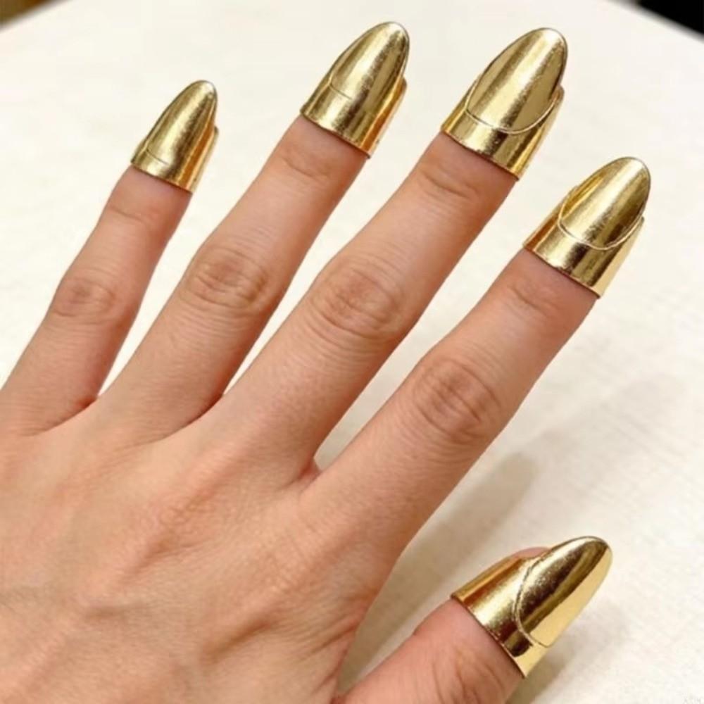 Gold or Silver Nail Cover Ring Metal Fingernail Ring New Claw Ring Party Jewelry