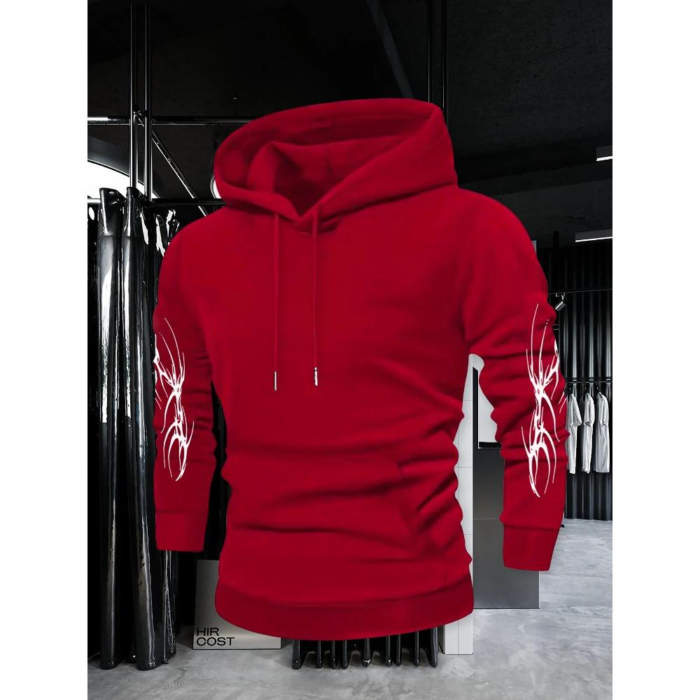 Autumn and Winter Men's Retro Style Fashion Designer Street Wear Printed Dark Gothic Hooded Sweatshirt, Suitable for Daily Street Fashion