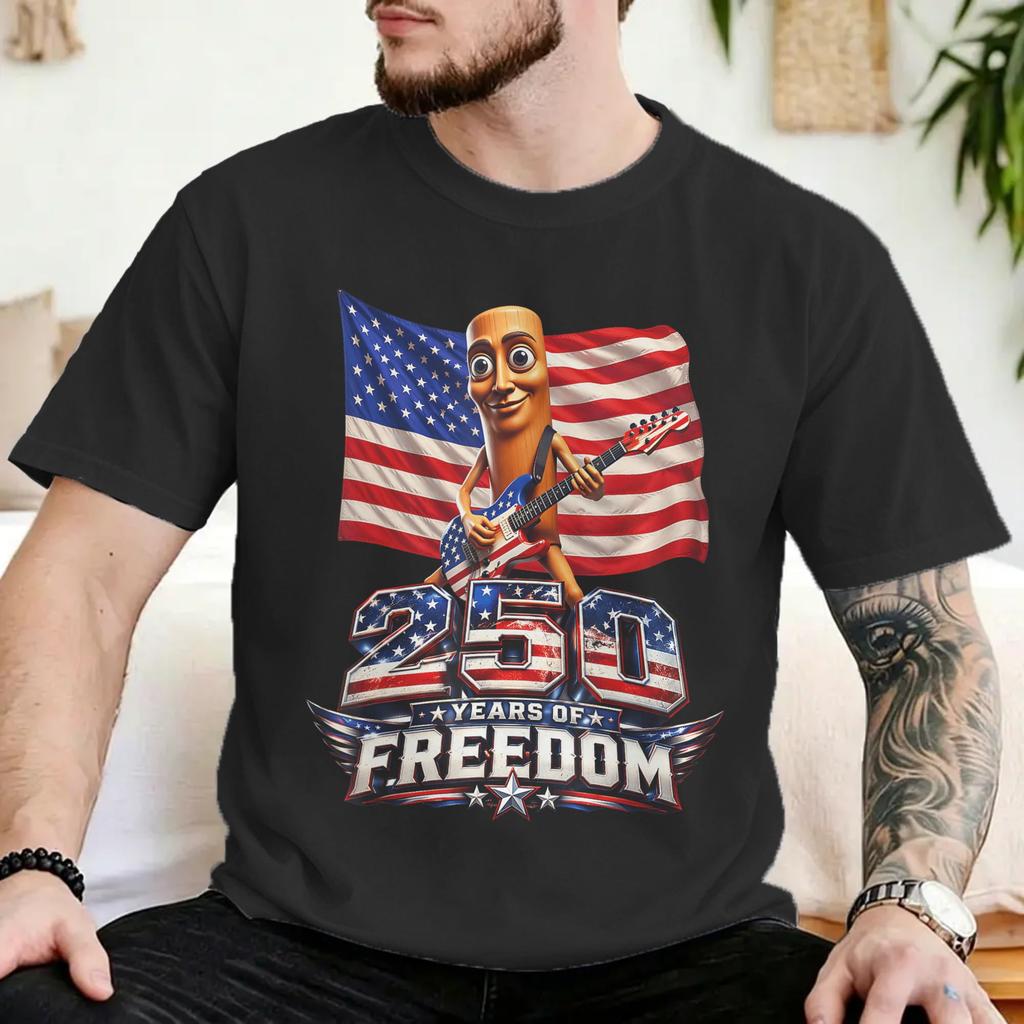 USA Flag Tung Tung Tung Sahur T Shirt Unisex Unisex 100 Cotton Vintage TShirt 250 Year Freedom 4th July 2026 Brainrot Tee Shirt